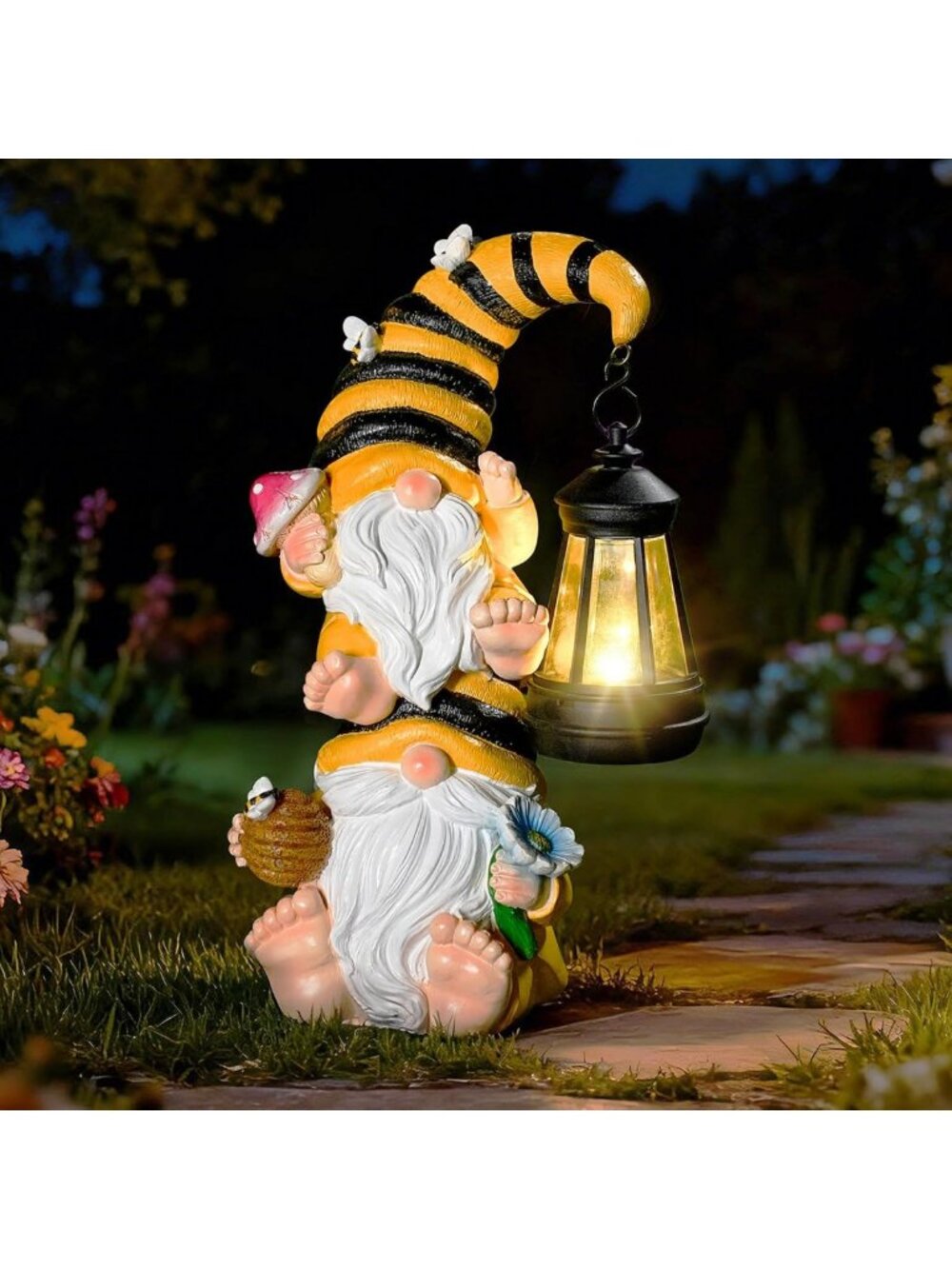 Funny Solar Garden Gnome Statue - Outdoor Decor for Yard, Patio & Lawn Gifts